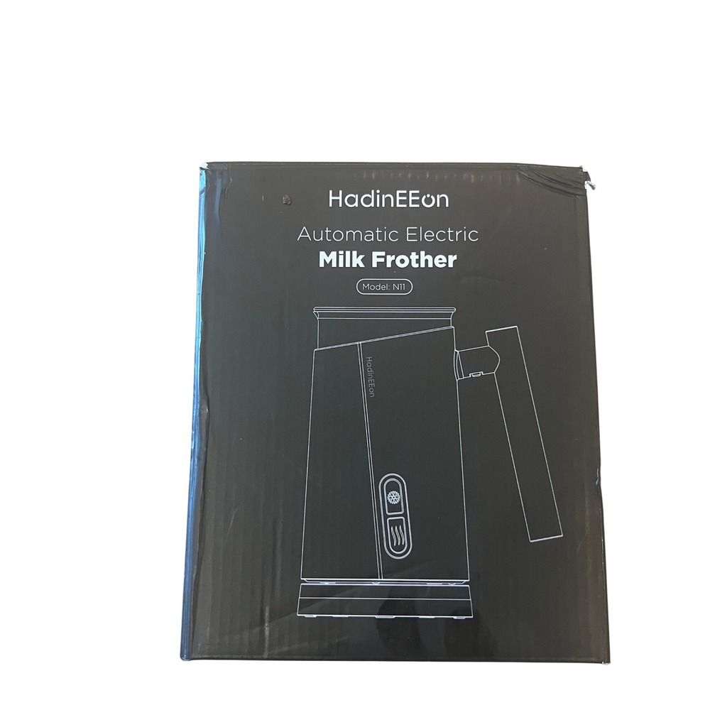 HadinEEon Automatic‎ Electric Milk Frother N11 White Chrome Hot Cold Foam Maker